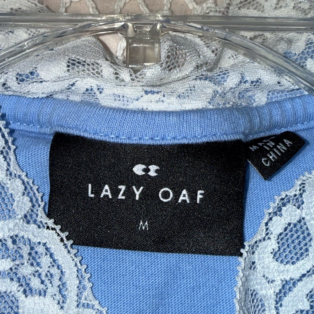 Lazy Oaf Blue Teddy Bear Puff Sleeve Top Size M View 4